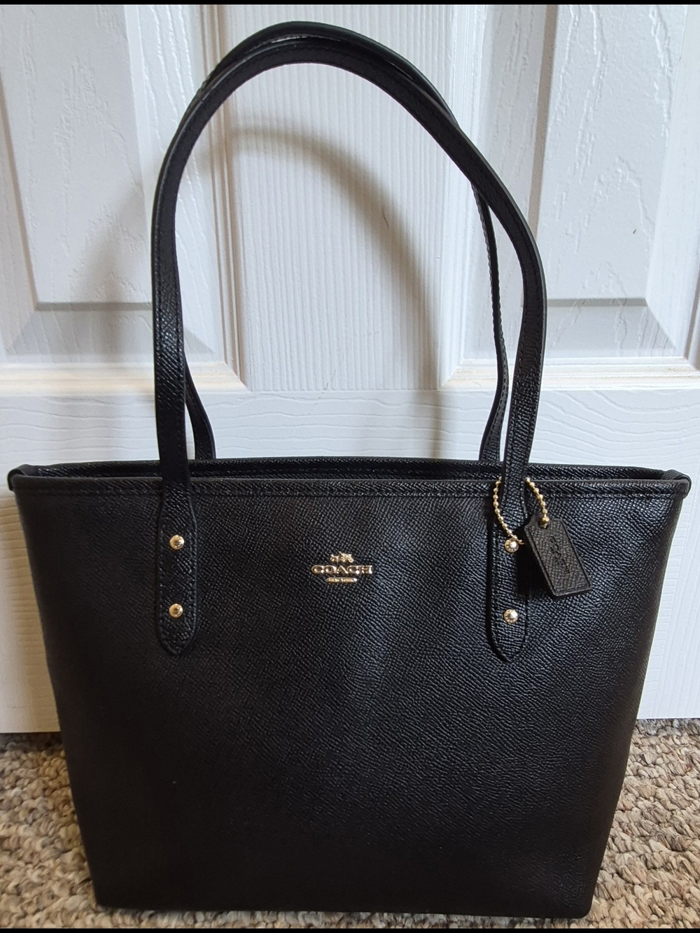 Coach Mini City Zip Tote Black Crossgrain Leather F22967 Like New